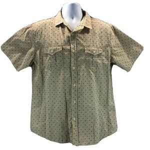 VESE Clothing Co Mens Sz L Beige & Multicolor X Design Button Front Lightweight